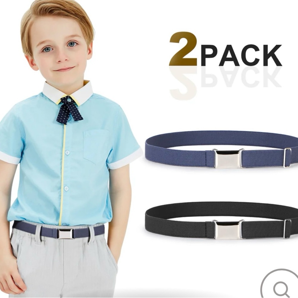 Adjustable Black Belt with Silver Buckle